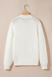 White Embroidered Bow Graphic Drop Shoulder Sweater