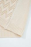 Smoke Gray Hollow Knit Cardigan With Eyelet Cutouts