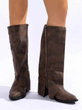 Trendy Black Leather Boots With Zipper