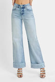 Risen Plus Size Tummy Control High Rise Ankle Cuffed Jeans