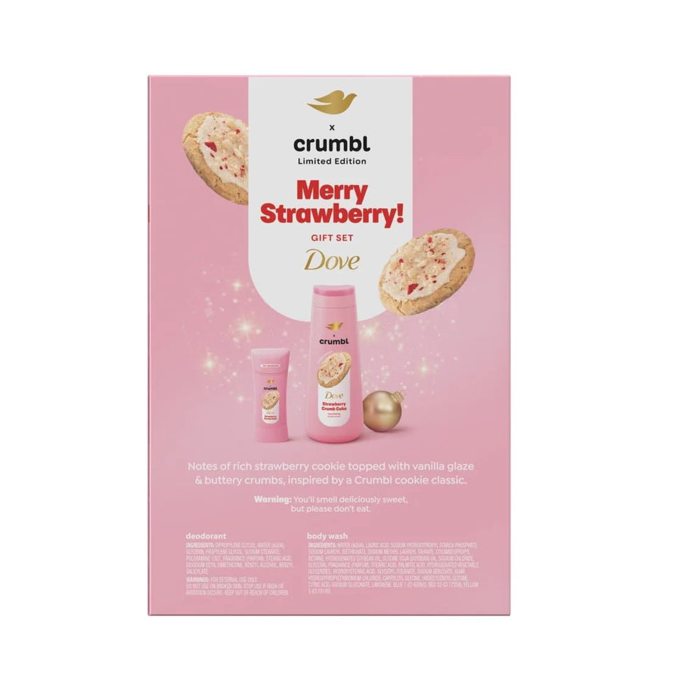 Dove Crumbl Limited Edition Body Care Gift Set Strawberry Crumb Cake, 2 Count