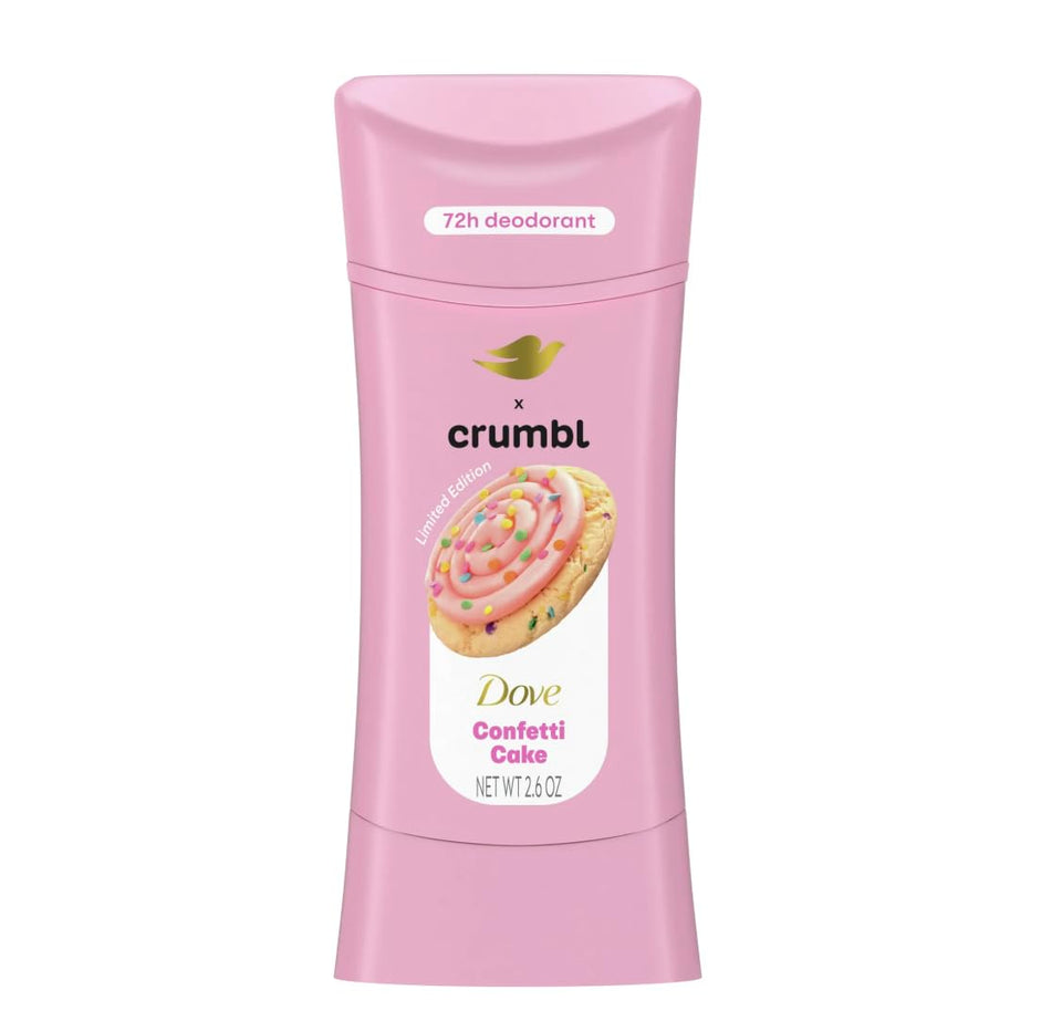 Dove x Crumbl 1 Pack Deodorant Stick Crumbl Confetti Cake Aluminum Free, 2.6 oz