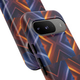 Stylish Tough Phone Case With Blue & Orange Abstract Design