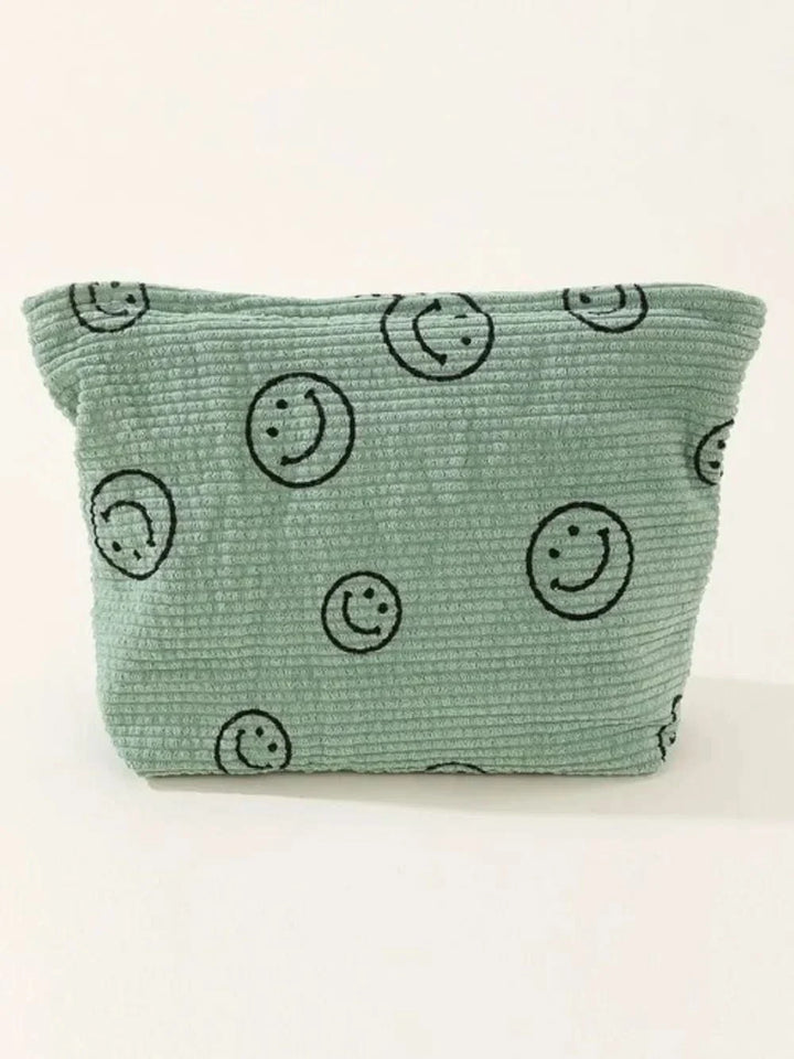 Zenana Corduroy Smile Clutch Bag With Pinstripe Print