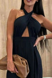 Halter Neck Wide Leg : With Keyhole Detail Jumpsuit