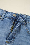 Myosotis Distressed Hem Denim Midi Skirt Irregular Look