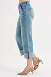 RISEN High Rise Ankle Wide Cuffed Jeans