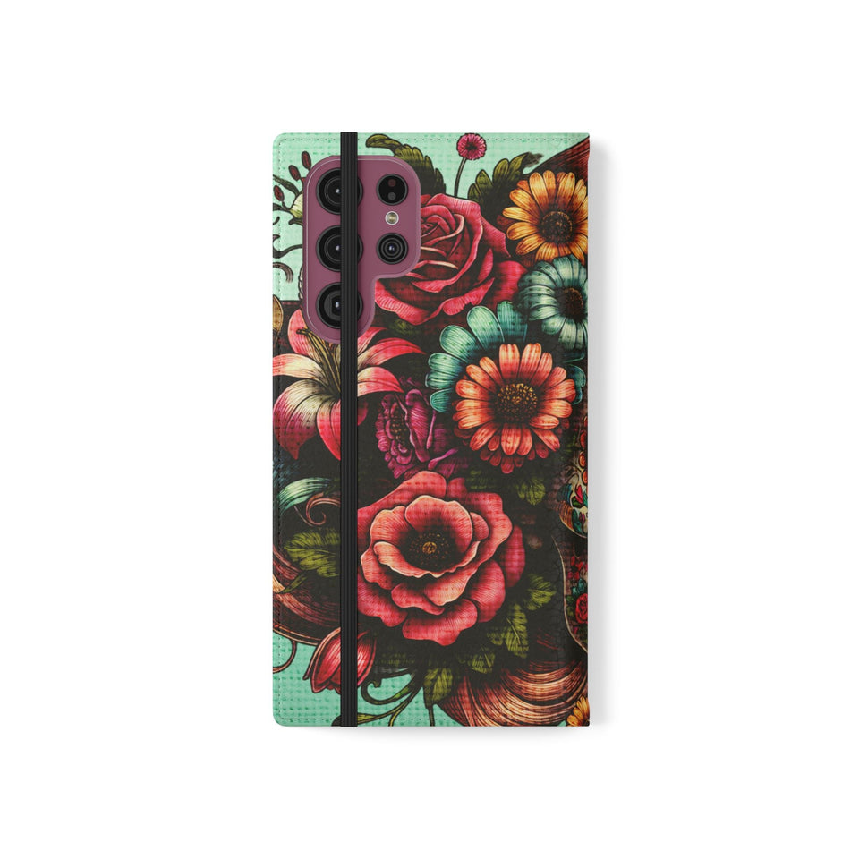 Sugar Skull Flip Wallet Phone Case