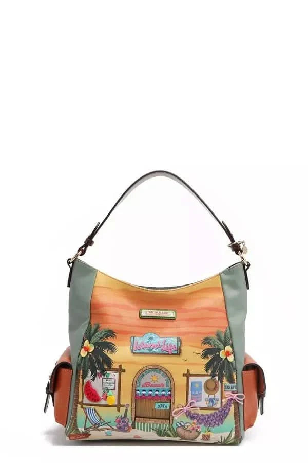 Nicole Lee Sun And Sand Hobo Handbag Pebbled Vegan Leather