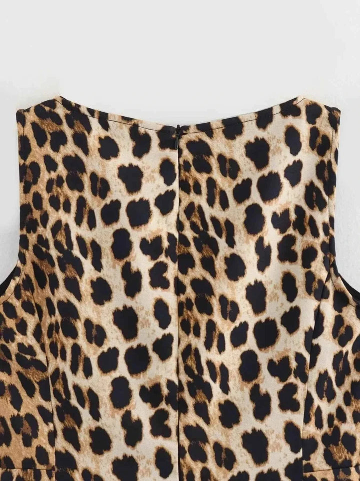 Leopard Print Sleeveless : Mini Dress