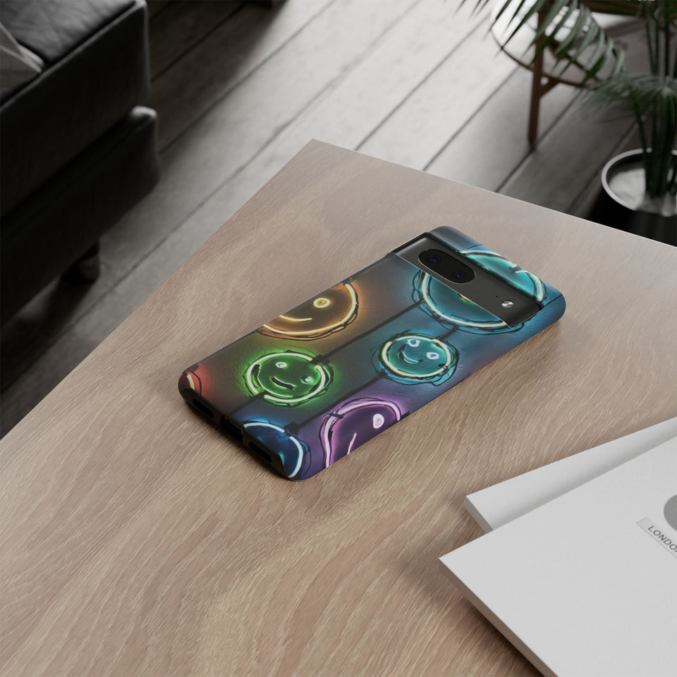 Colorful Neon Smiley Face Phone Case - Tough & Stylish Protection