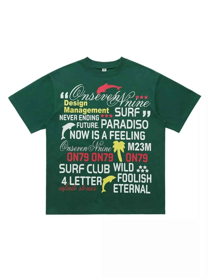 Men's Letter Round Neck Short Sleeve T-Shirt