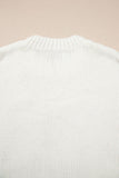 White Embroidered Bow Graphic Drop Shoulder Sweater