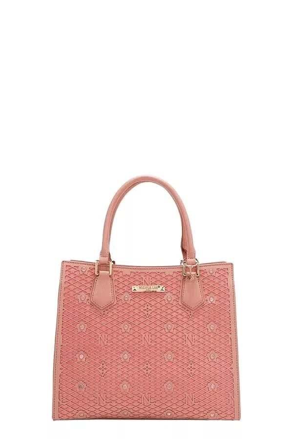 Nicole Lee USA Structured Tote Bag Monogram Print Pattern