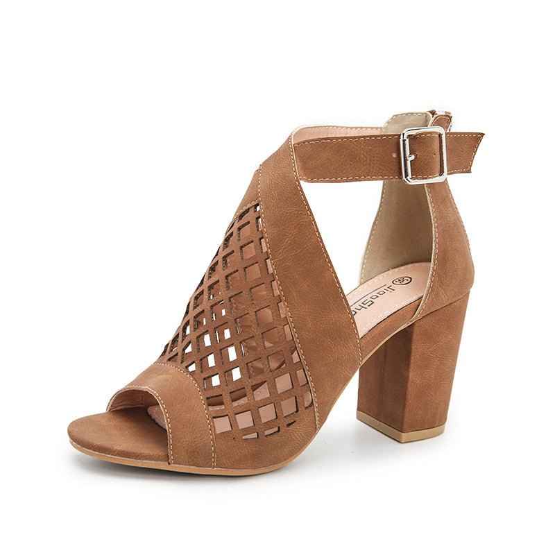 Fish Mouth Sandals : Chunky High Heels