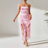 European Sexy Slit : Strapless Dress