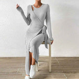 European & Egyptian Solid Sleeve Long Dress