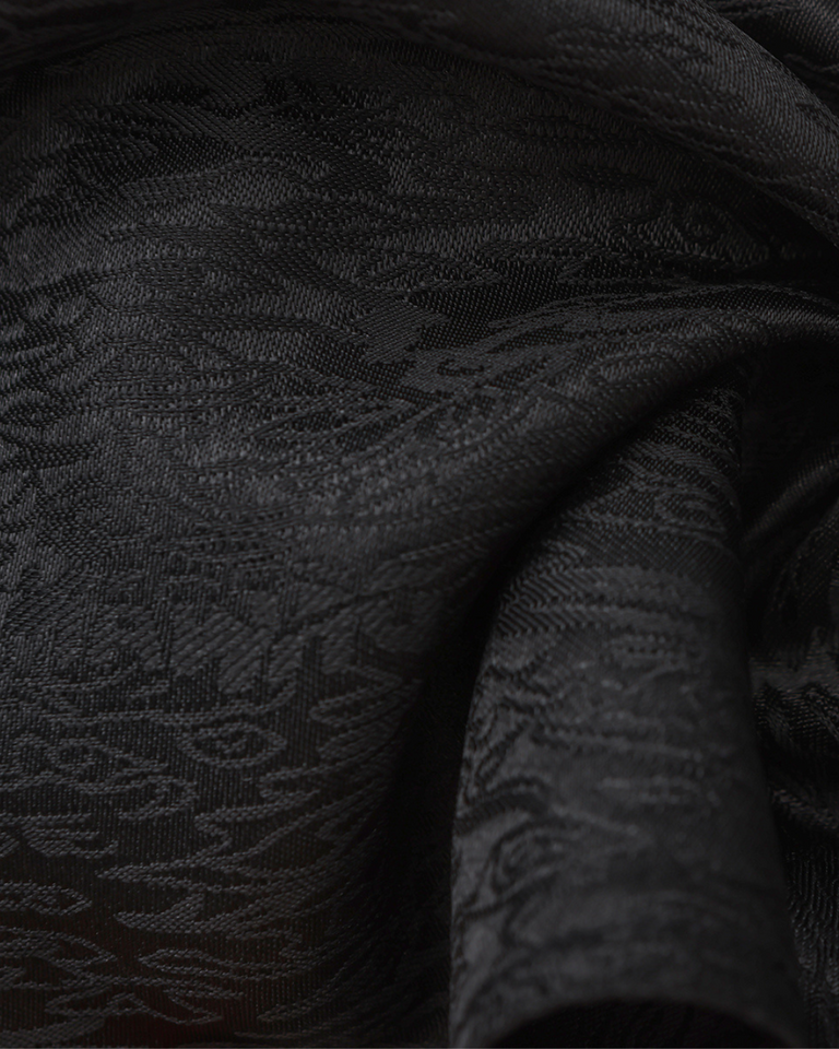Huan Brocade Foldable Fan Black