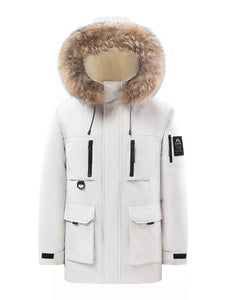 Men's Full Size Fur Hooded Winter Parka Coat Plus Size