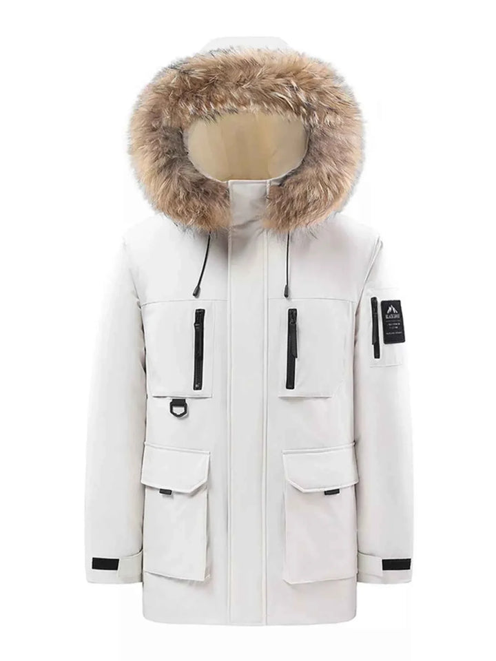 Men's Full Size Fur Hooded Winter Parka Coat Plus Size