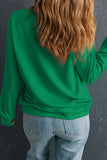 Dark Green Sequin Letter Graphic Father Christmas Patched Sleeve Sweatshirt