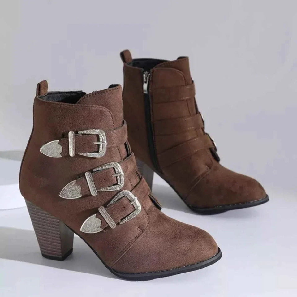 Trendy Ankle Boots : With Sliver Buttons