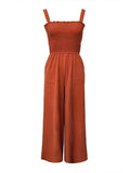 Stylish Smocked Wide : Leg Jumpsuit