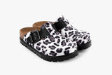 Zoe by LEON- Women’s Leather Platform Clog- Adjustable Buckle with Cork-style Footbed