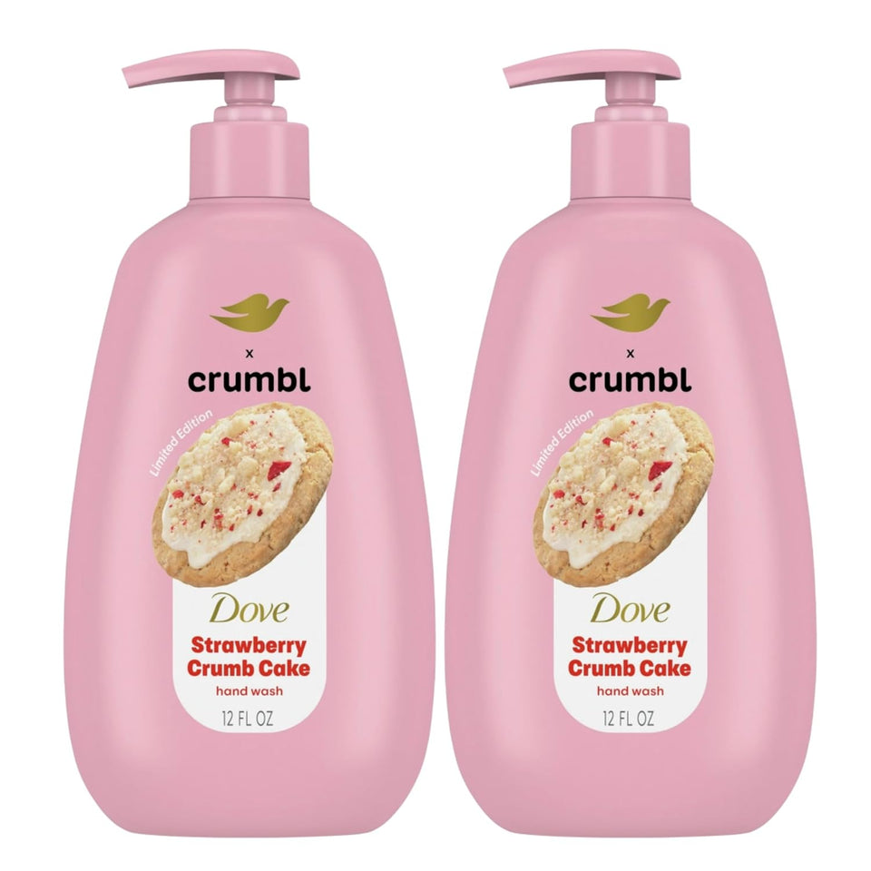 Dove X Crumbl Moisturizing Liquid Hand Wash Strawberry Crumb Cake | 2-pack, of 12 oz Hand Wash with Pump | Limited Edition (Strawberry Crumb Cake)