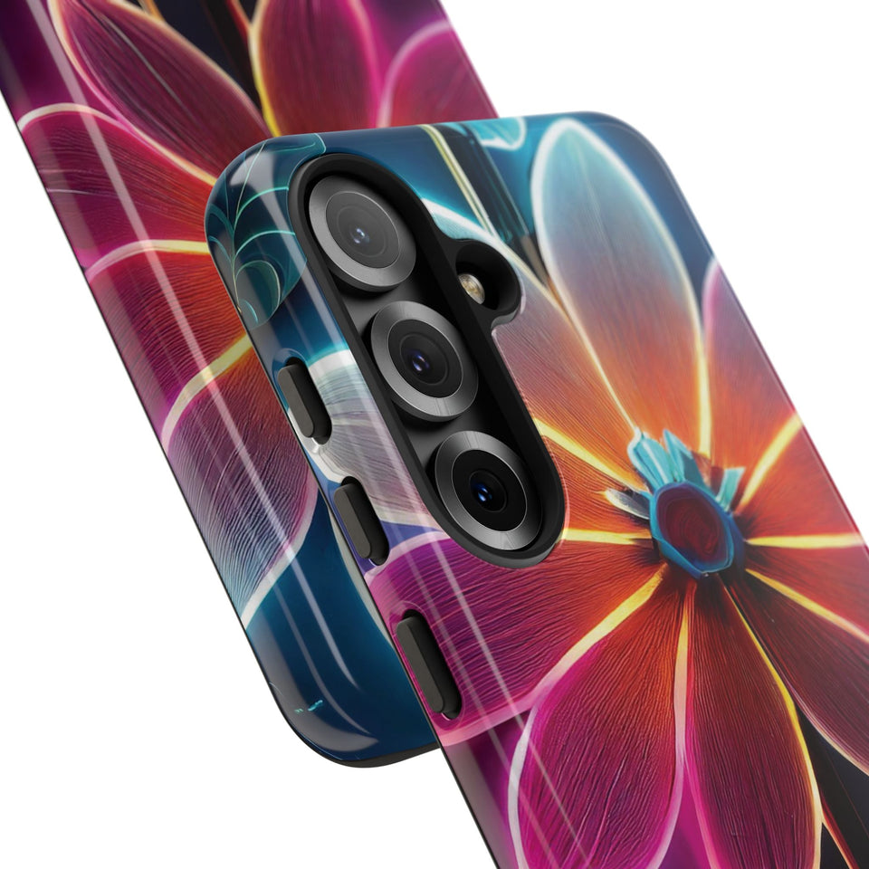 Vibrant Neon Flowers Tough Phone Case