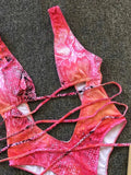 Lace-Up Backless : One-Piece Swimwear
