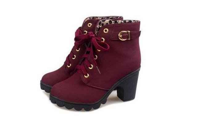 Ankle High Heel Women's Boots : With CrossTie