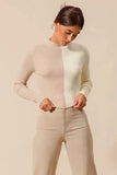 So Me Color Block Fitted Crop Sweater Top Women Casual Wear