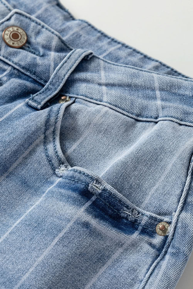 Beau Blue Wide Leg Jeans With Multiple Button Details