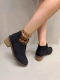 Stylish Leopard Block : Heels Boots
