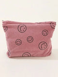 Zenana Corduroy Smile Clutch Bag With Pinstripe Print
