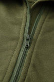 Green Zip Stand Collar Ribbed Thumbhole Sleeve Sweatshirt