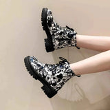 Graffiti Print Combat Boots : Colorful Street Art Design