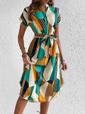 Stylish Tie Waist : Short Sleeve Dress