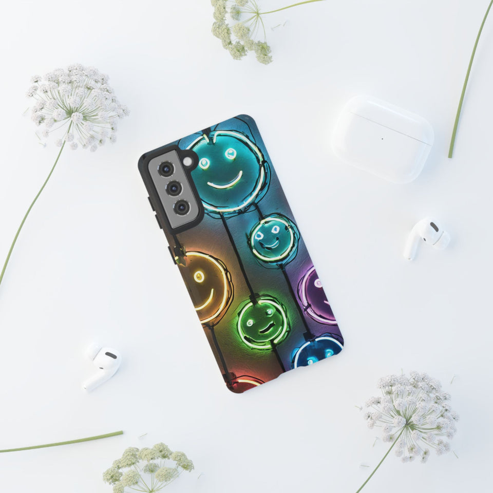 Colorful Neon Smiley Face Phone Case - Tough & Stylish Protection