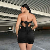 European Black Sexy Hottie Lace-Up : Bandeau Dress