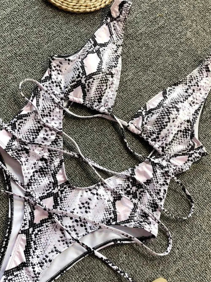 Lace-Up Backless : One-Piece Swimwear