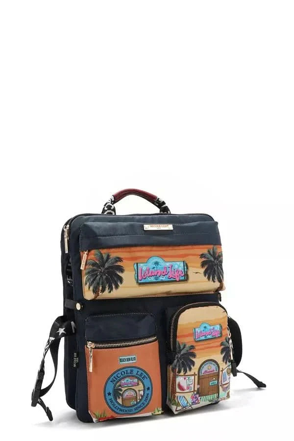 Nicole Lee USA Multi Pocket Travel Backpack Vintage Style