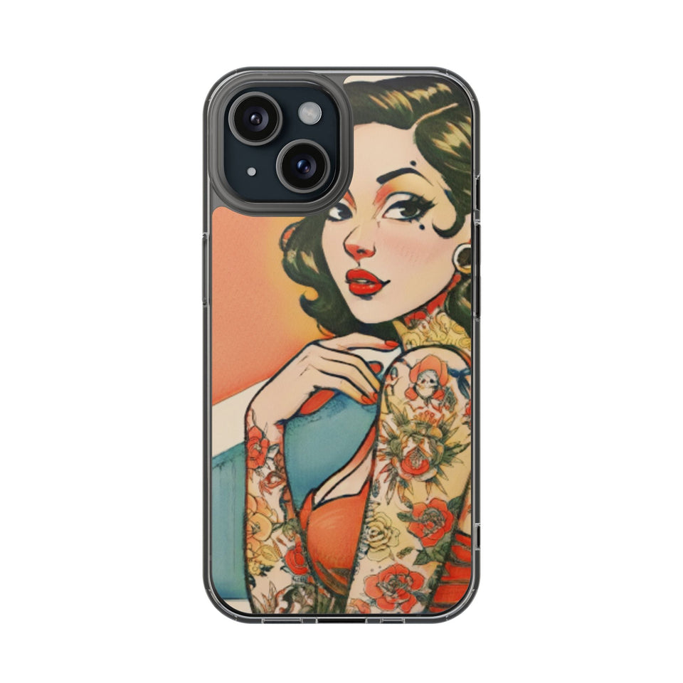 Retro Pin Up Clear Phone Case