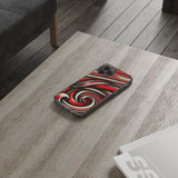 Red & White Swirl Abstract Clear Phone Case