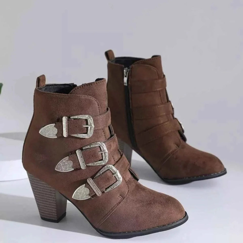Trendy Ankle Boots : With Sliver Buttons
