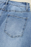 Myosotis Distressed Hem Denim Midi Skirt Irregular Look