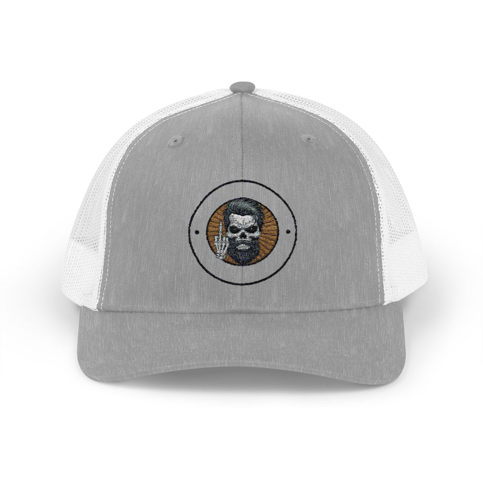 Skull Middle Finger Snapback Trucker Cap
