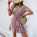 European Chic Euro Ruffle : Striped Dress