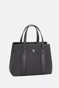 David Jones Canvas Handbag With Leather Trim Beige Taupe